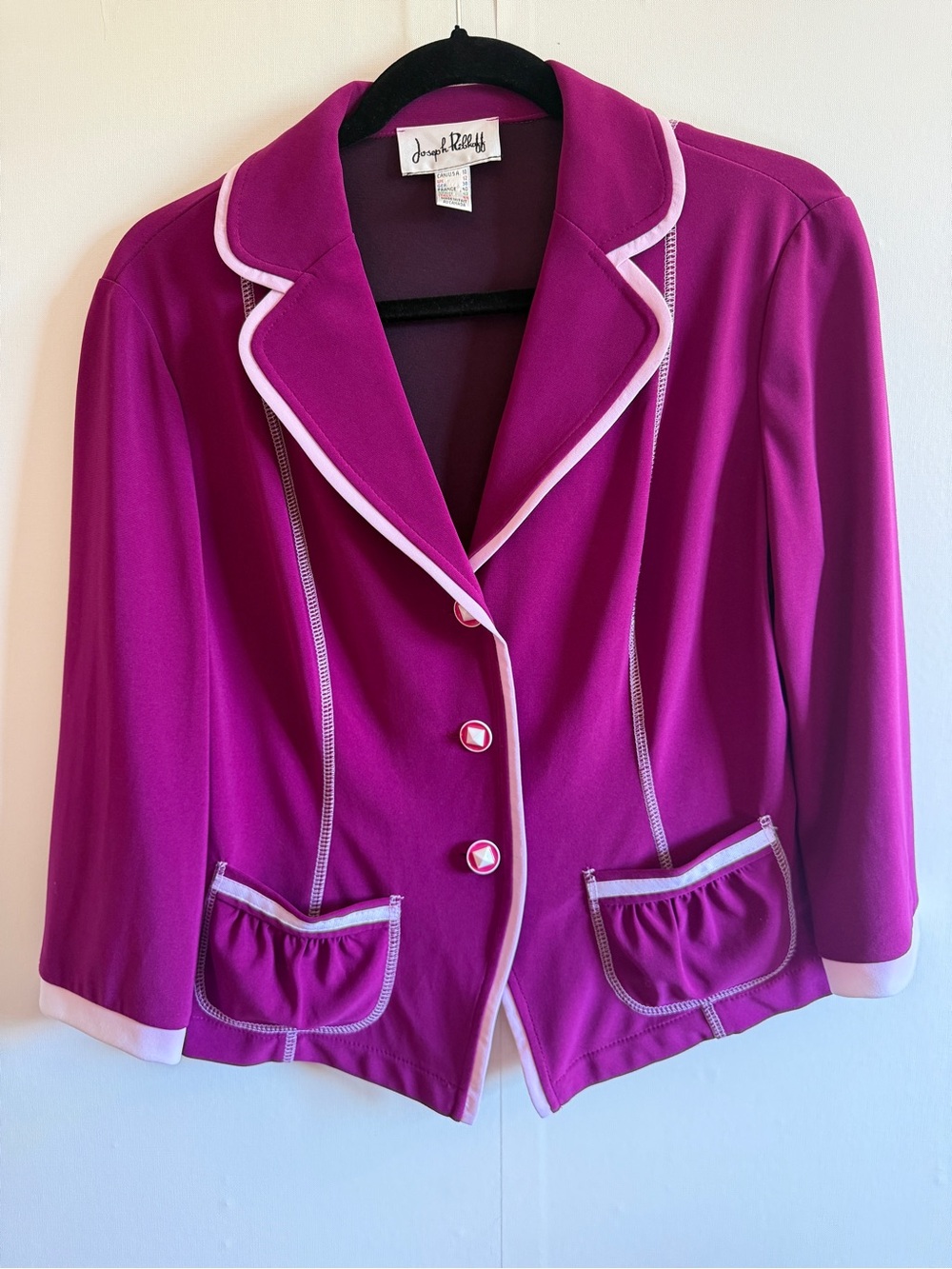 Joseph Ribkoff Fuchsia Pink Contrast Trim Blazer Jacket Size 10 Canada